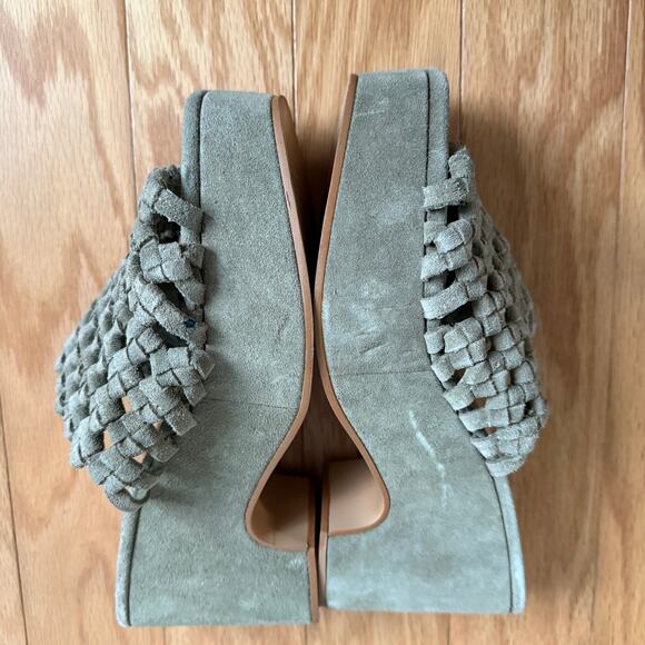 Zara sz 7 green chuncky‎ platform heeled woven slide sandals - Picture 2 of 9